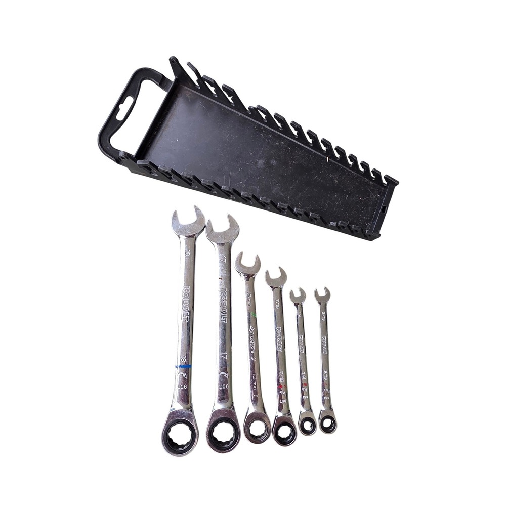 Kobalt‎ Husky Ratcheting Wrench Set Mixed SAE Metric 6 Piece with Organizer Z1